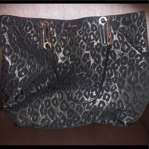 Black & Shimmery Leopard Coach Bag